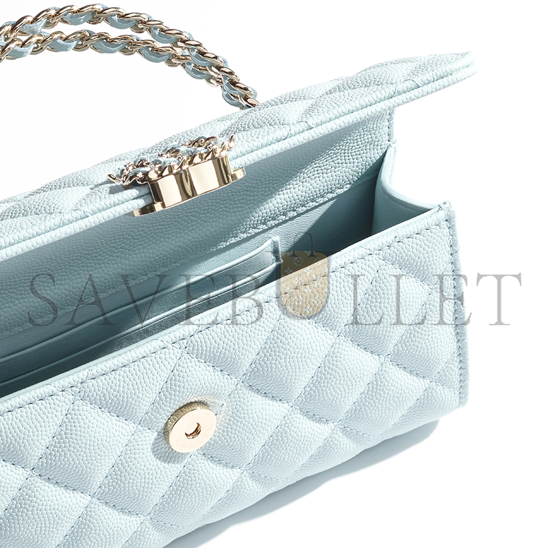 Ch*el master flap phone holder with chain grained shiny ap3238 (18*10*4.5cm)